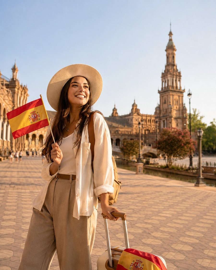 Estudiante latinoamericana lista para estudiar en Europa